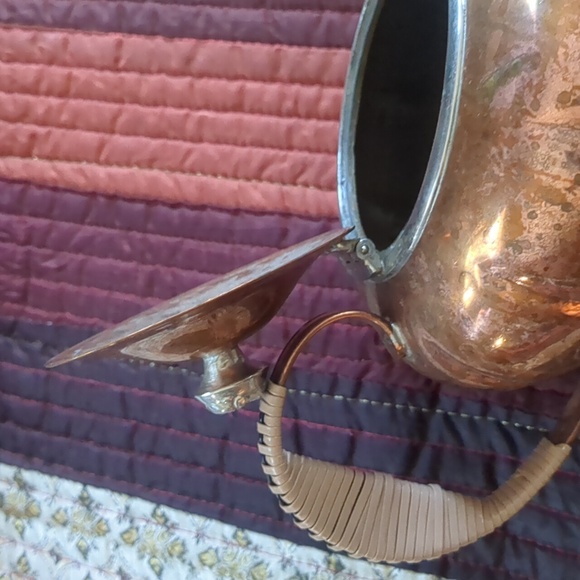 CANACRAFT* vintage copper and pewter wrapped handle tea pot w/ hinged lid - Picture 6 of 15